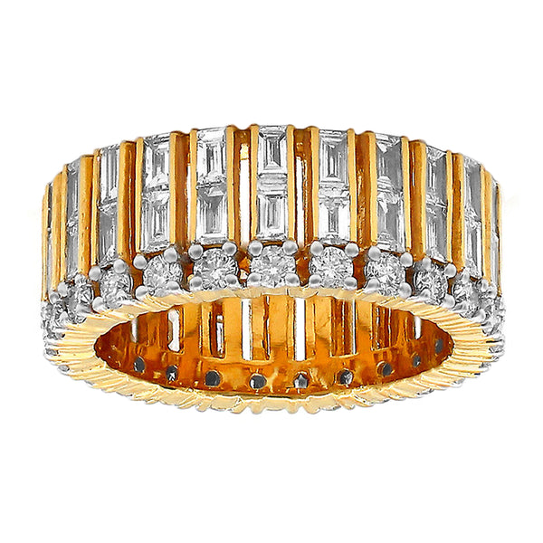3.18tcw Baguette & Round Diamonds in 18K Gold Men's Band Ring