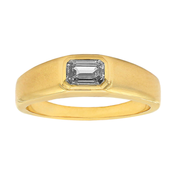 0.47ct Emerald-Cut Diamond in 18K Yellow Gold Signet Ring