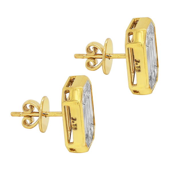 2.78tcw Baguette Diamonds in 18K Yellow Gold Art Deco Stud Earrings