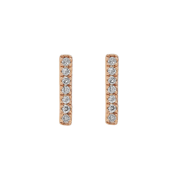 0.03ct Round Diamonds in 14k Gold Trendy Bar Stud Earrings