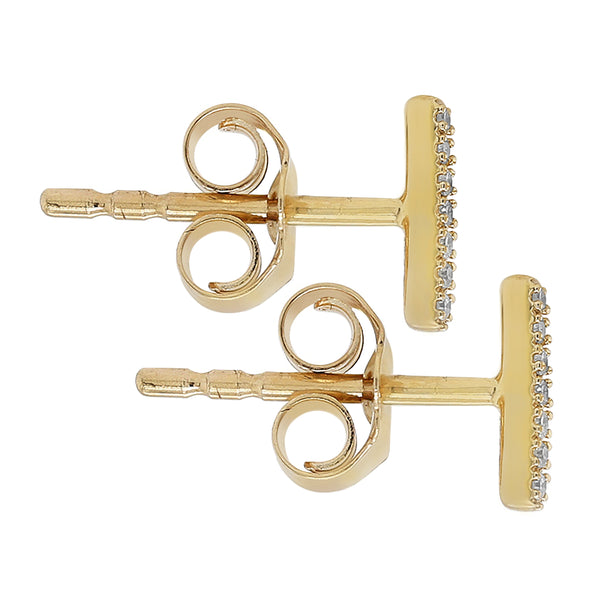 0.03ct Round Diamonds in 14k Gold Trendy Bar Stud Earrings