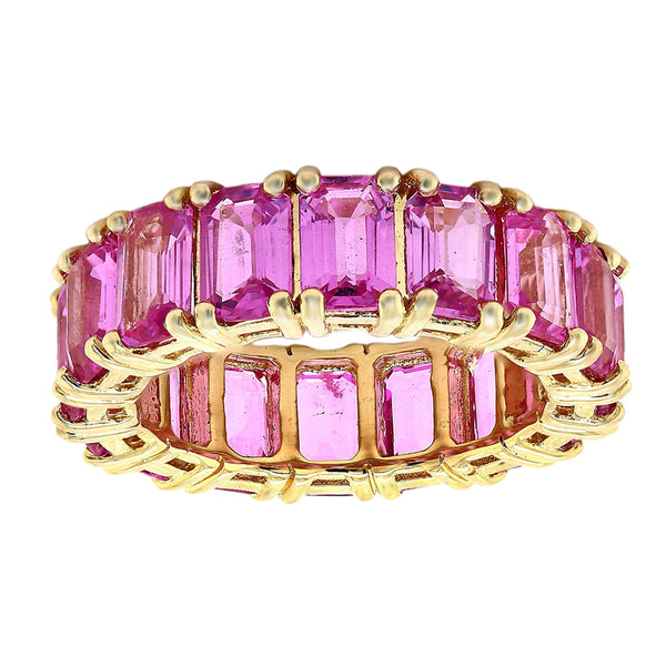 8.77tcw Floating Pink Sapphires in 14K Yellow Gold Eternity Band