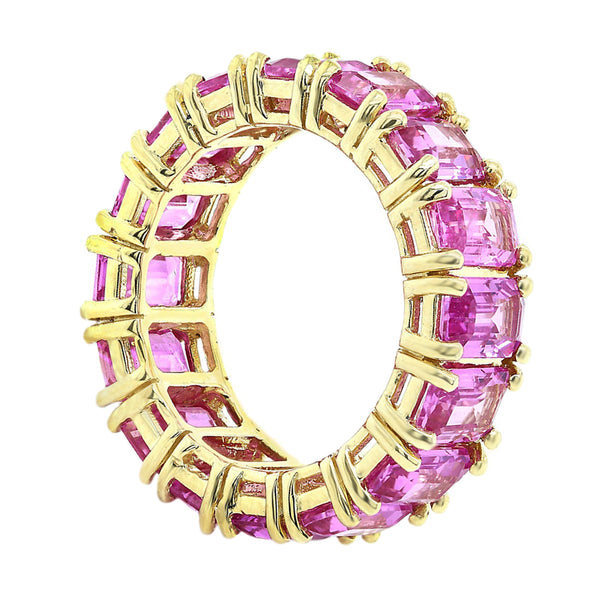 8.77tcw Floating Pink Sapphires in 14K Yellow Gold Eternity Band