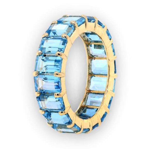 12.66tcw Floating Blue Topaz in 18K Yellow Gold Eternity Band
