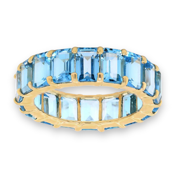 12.66tcw Floating Blue Topaz in 18K Yellow Gold Eternity Band