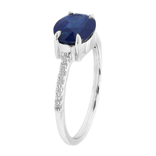 1.90tcw Oval Sapphire with Round Diamonds in 14K White Gold Solitaire Ring