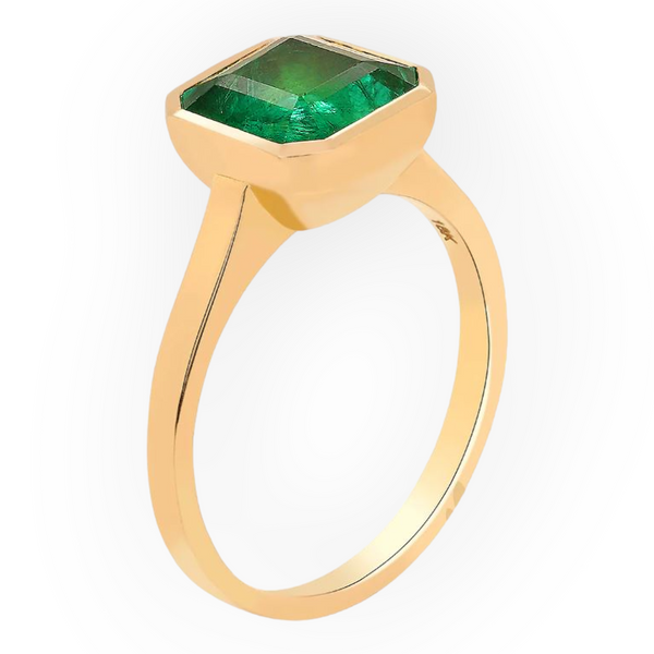 2.68ct Zambian Emerald in 14K Yellow Gold Solitaire Signet Ring