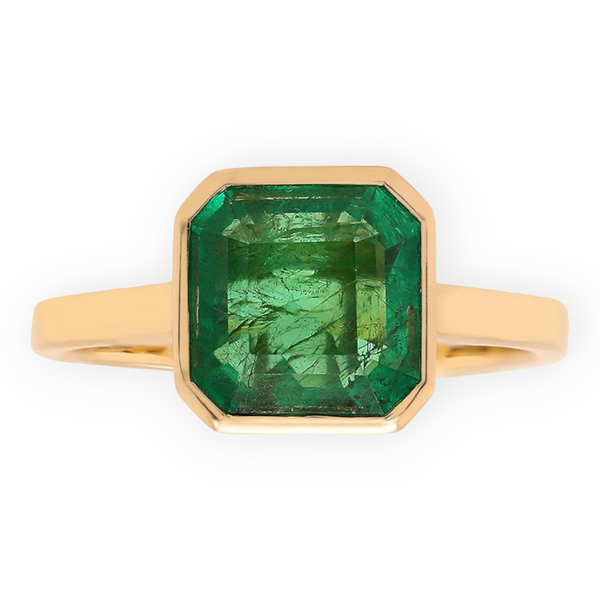 2.68ct Zambian Emerald in 14K Yellow Gold Solitaire Signet Ring