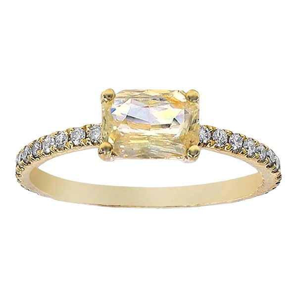 1.72tcw Yellow Sapphire with Diamonds in 18K Yellow Gold Solitaire Ring