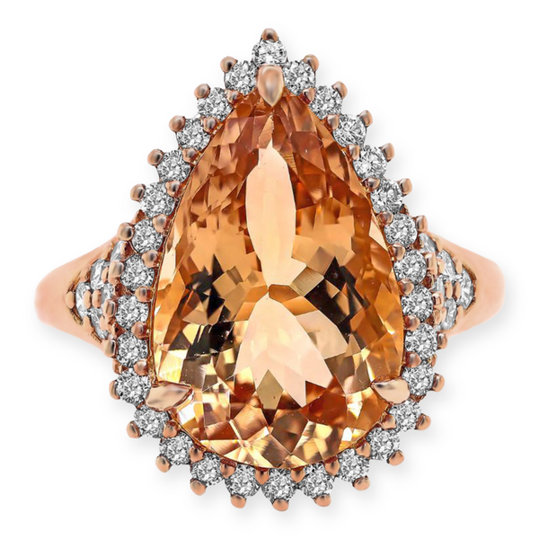 6.74tcw Pear Morganite & Diamond in18K White Gold Cocktail Ring