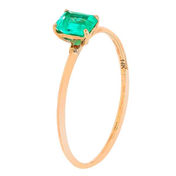 0.43ct Zambian Emerald in 14K Rose Gold Skinny Solitaire Ring