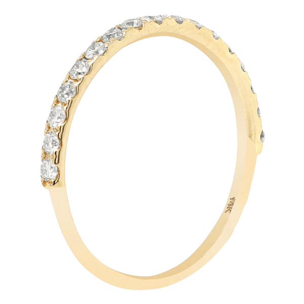 0.36ct Pavé Round Diamonds in 14K Gold Half Eternity Stackable Skinny Band Ring