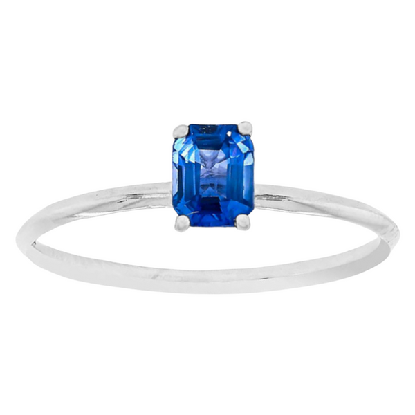 0.56ct Blue Sapphire in 14K White Gold Skinny Solitaire Ring