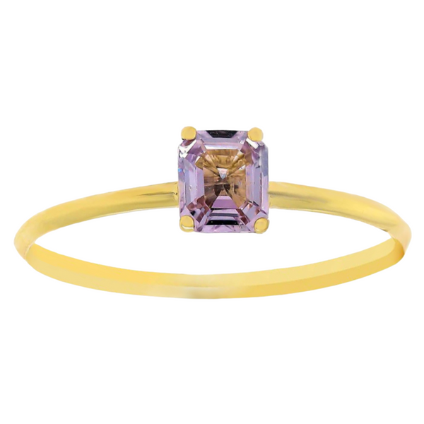 0.56ct Purple Sapphire in 14K Yellow Gold Skinny Solitaire Ring