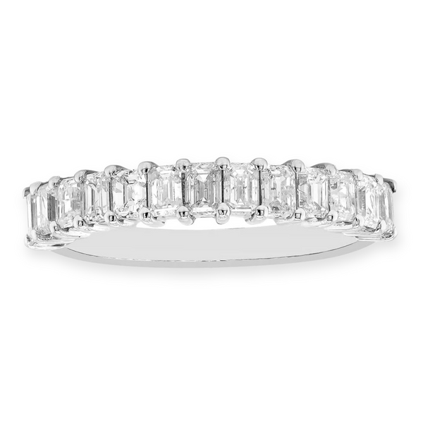 1.15tcw Emerald-Cut Diamonds in 18K White Gold Half Eternity Wedding Ring