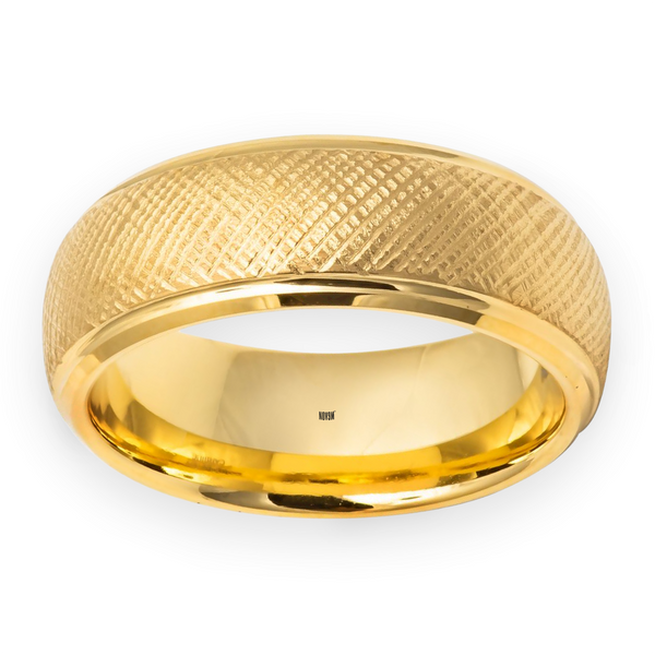 Yellow Gold IP Tungsten Domed Florentine 8mm Men's Wedding Ring