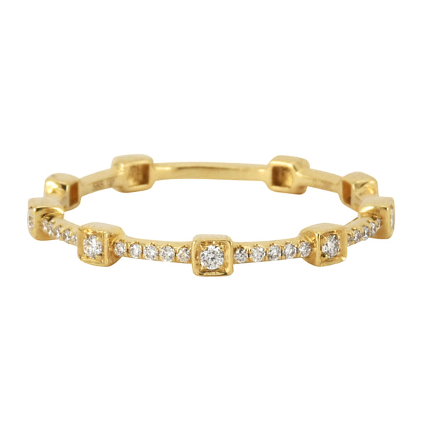 0.10ct Round Diamonds in 14K Yellow Gold Scattered Square Stackable Ring