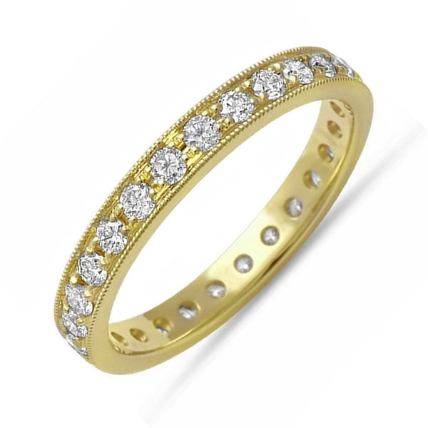 0.68ct Round Pavé Diamonds in 14K Yellow Gold Wedding Eternity Band Ring