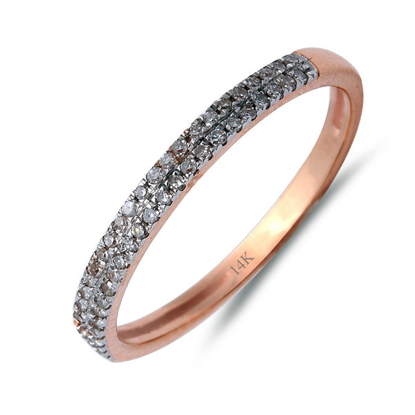 0.15ct Round Pavé Diamonds in 14K Rose Gold Half Eternity Band Ring