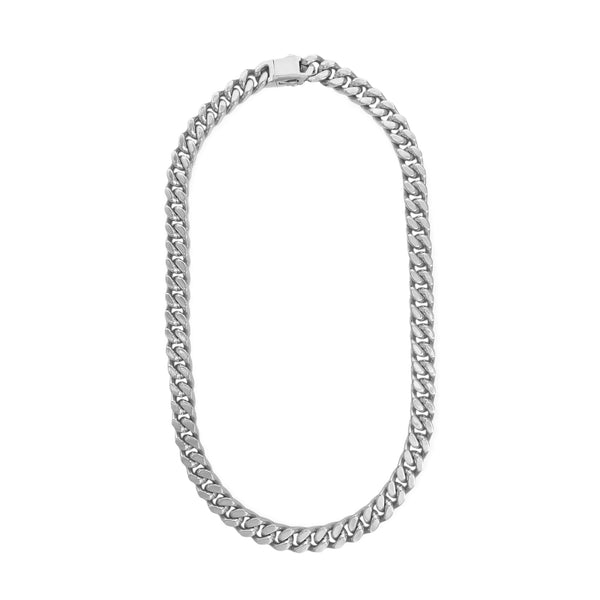 304L White Gold GF Stainless Steel 9mm Miami Cuban Link Chain