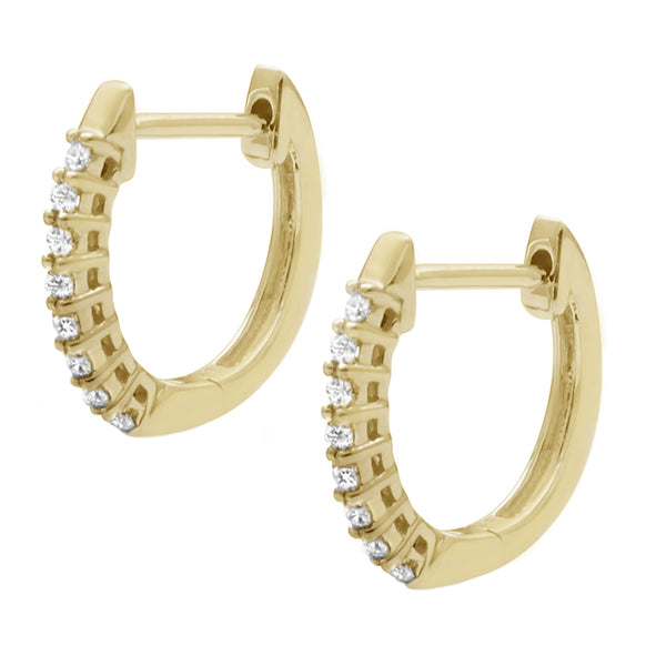 0.15ct Round Diamonds in 10K Yellow Gold 12mm Hoop Earrings