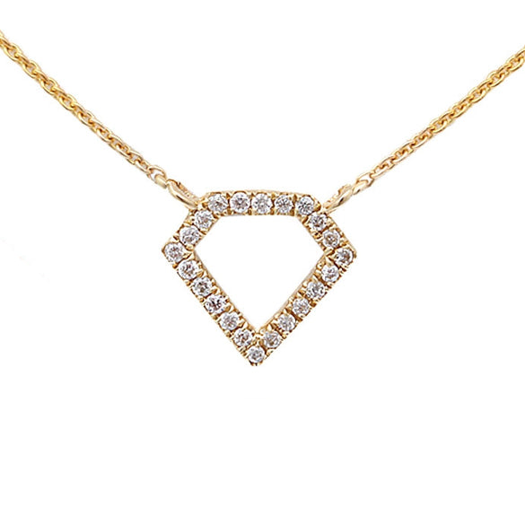 0.06ct Pavé Diamonds in 14K Gold Diamond Shape Pendant Necklace