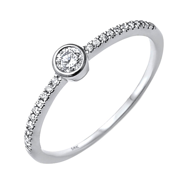 0.26tcw Bezel Round Diamond in 14K White Gold Solitaire Engagement Ring