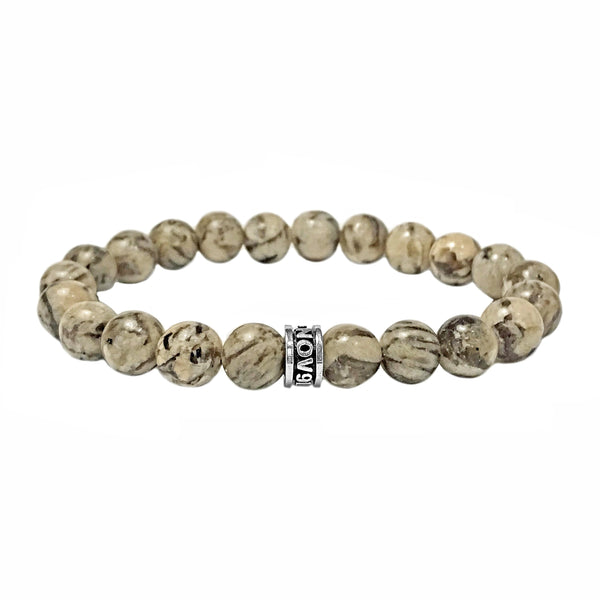 925 Sterling Silver 8mm Feldspar Beads Spiritual Bracelet