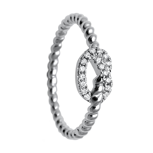 0.09ct Pavé Round Diamonds in 14K White Gold Love Knot Rope Ring
