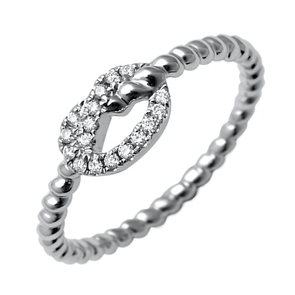 0.09ct Pavé Round Diamonds in 14K White Gold Love Knot Rope Ring