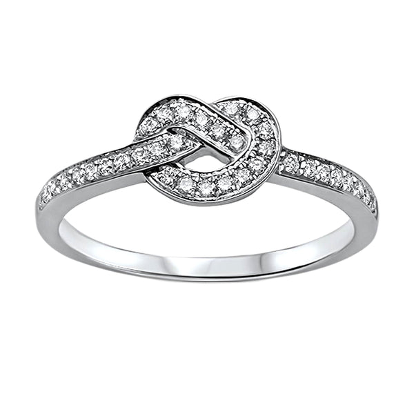 0.20ct Pavé Round Diamonds in 14K White Gold Love Knot Ring