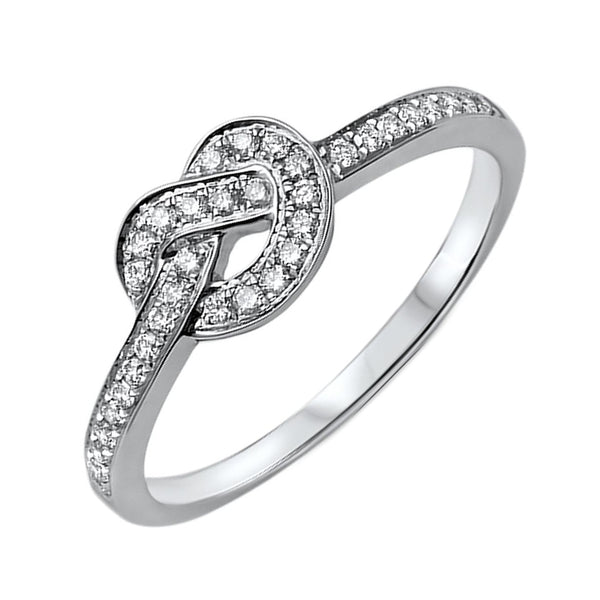 0.20ct Pavé Round Diamonds in 14K White Gold Love Knot Ring