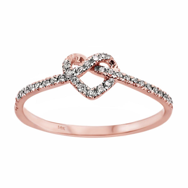 0.15ct Round Diamonds in 14K Gold Heart Knot Infinity Ring
