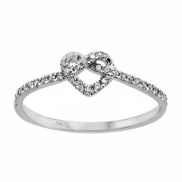 0.15ct Round Diamonds in 14K Gold Heart Knot Infinity Ring