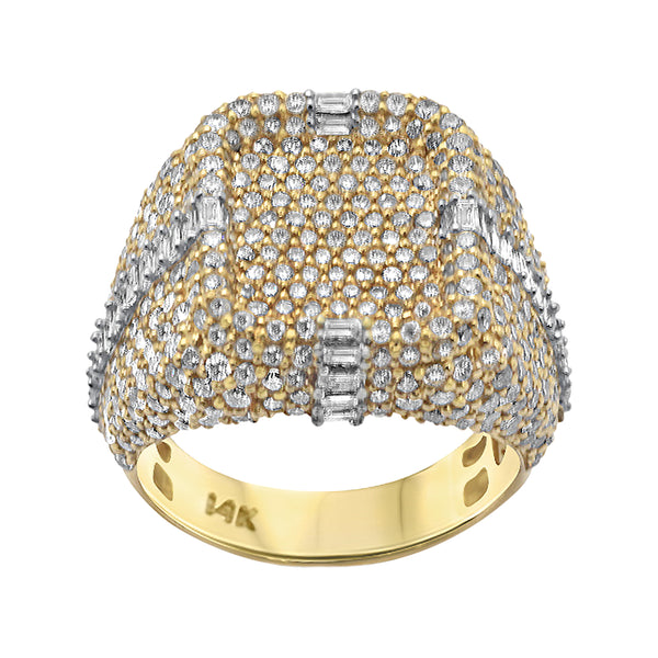 5.5ct Round & Baguette Diamonds in 14K Gold Men's Signet Ring