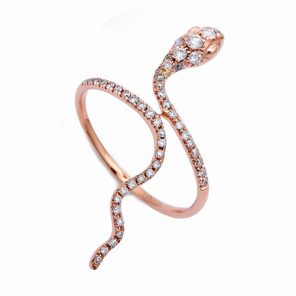 0.34ct Pavé Round Diamonds in 14K Rose Gold Snake Wrap Ring