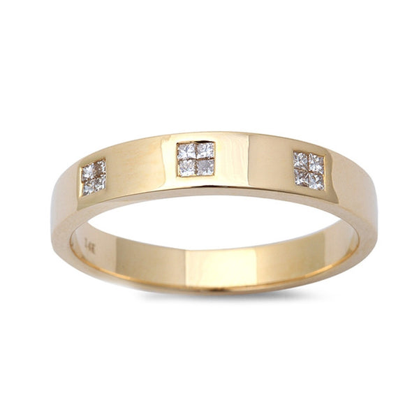 0.16ct Princess Diamonds in 14K Yellow Gold Band Ring