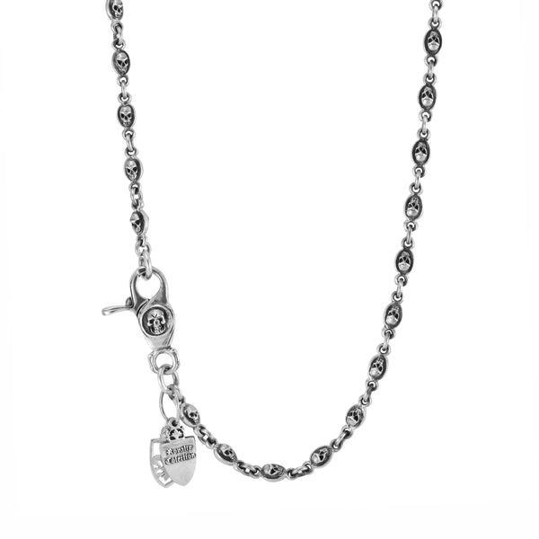 925 Sterling Silver Skull Link Chain Necklace 24"