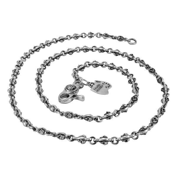 925 Sterling Silver Skull Link Chain Necklace 30"