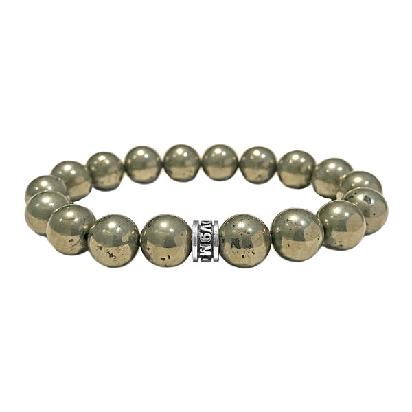 925 Sterling Silver 10mm Pyrite Beads Spiritual Bracelet