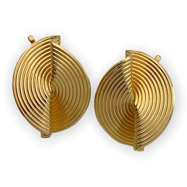 1950's Vintage Retro 14K Gold Tiffany & Co. Spiral Ripples Clip-On Earrings