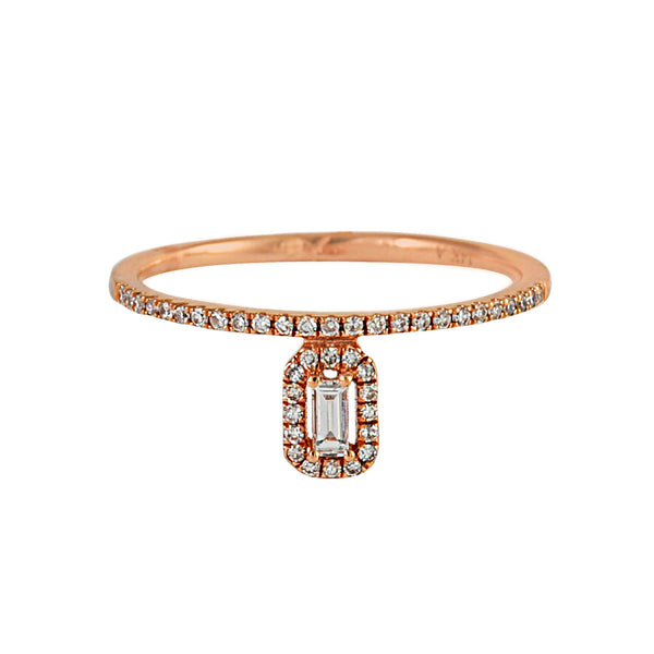 0.21tcw Baguette & Round Diamonds in 14K Gold Drop Halo Ring