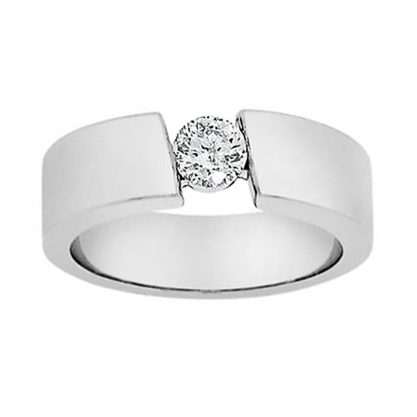 0.75ct Round Diamonds in 14K White Gold Men's Tension Wedding Ring