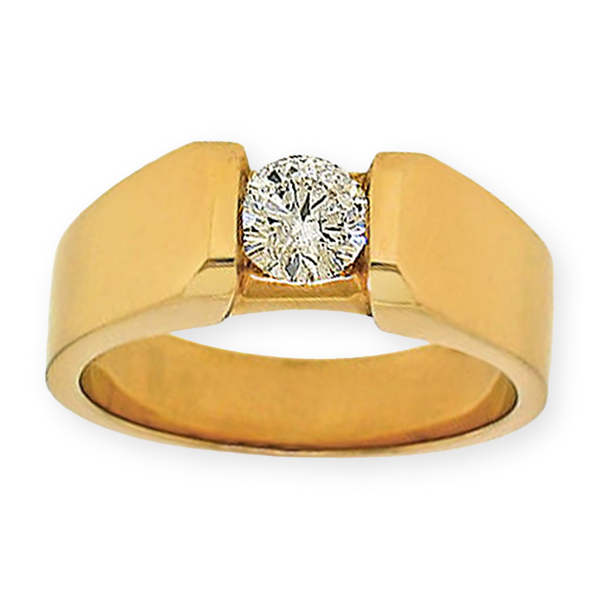 0.77ct Round Diamonds in 14K Yellow Gold Men's Tension Wedding Ring