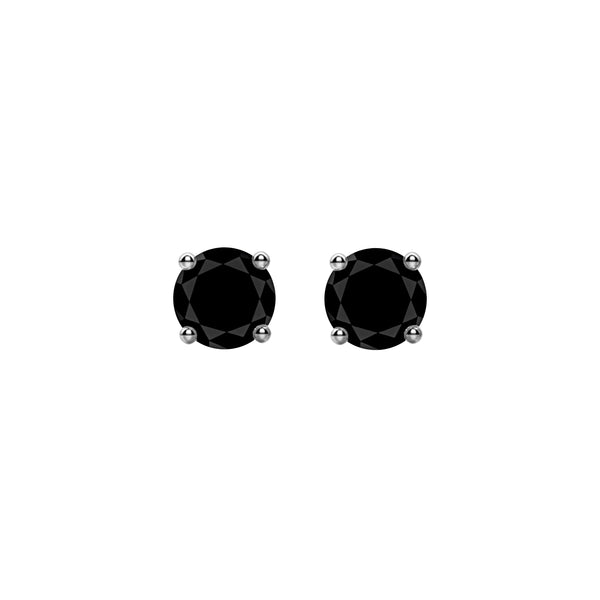 0.50tcw Round Black Diamonds in 14K White Gold Solitaire Stud Earrings