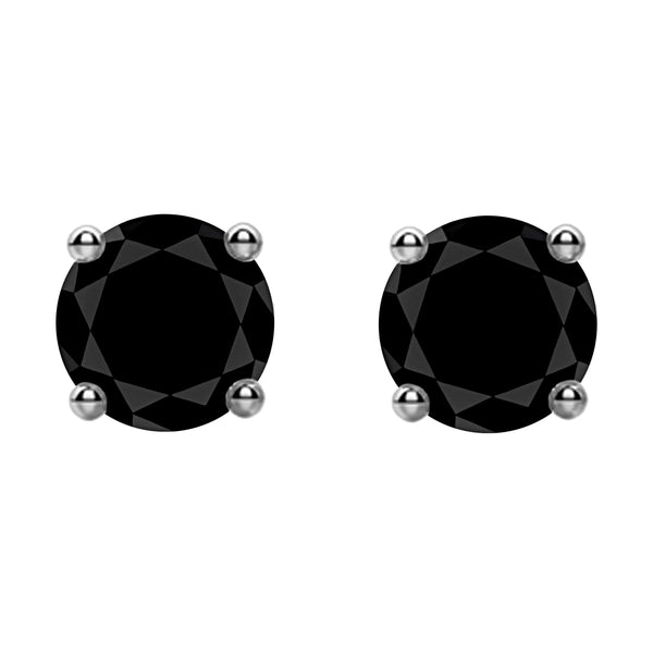 2.00tcw Round Black Diamonds in 14K White Gold Solitaire Stud Earrings