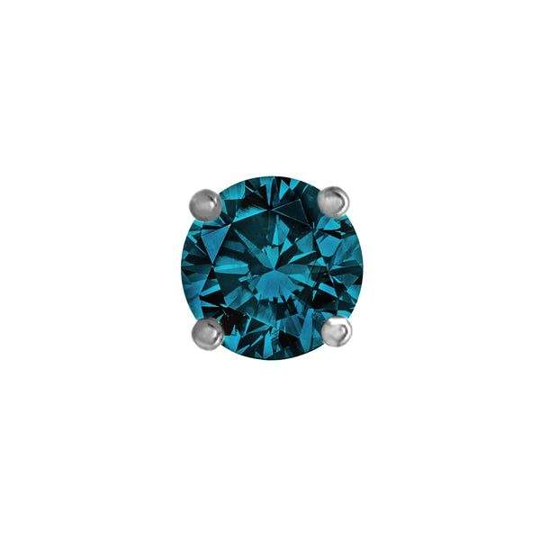 2.00tcw Round Blue Diamonds in 14K White Gold Solitaire Stud Earrings