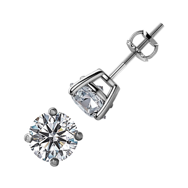 2.00tcw Round Diamonds in 14K White Gold Solitaire Stud Earrings