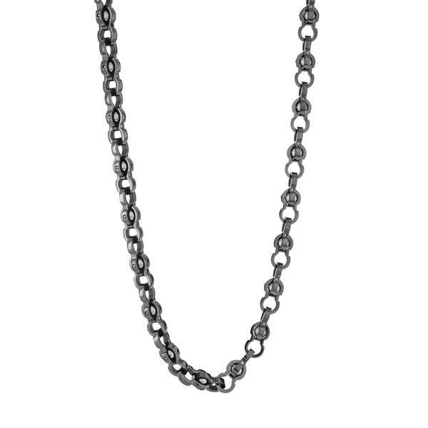 316L Gun Metal Stainless Steel Orb Chain Mens Necklace