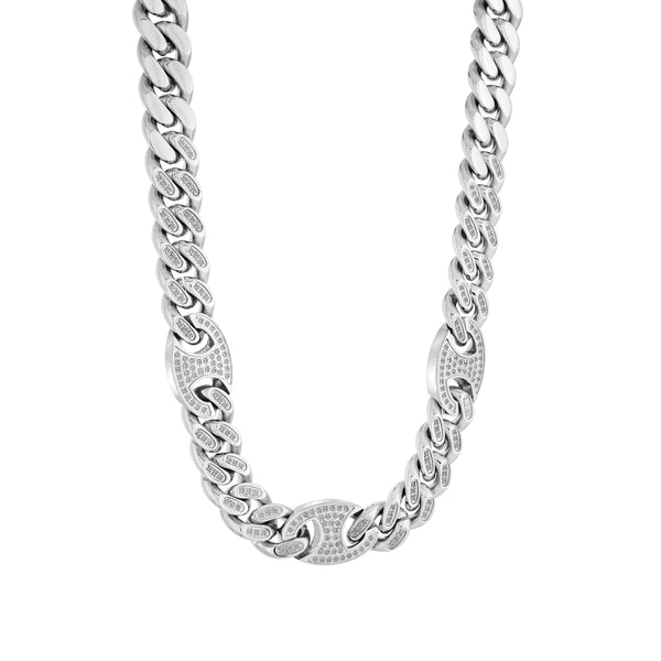 316L Stainless Steel with CZ Cuban Curb Link Chain 22-24"